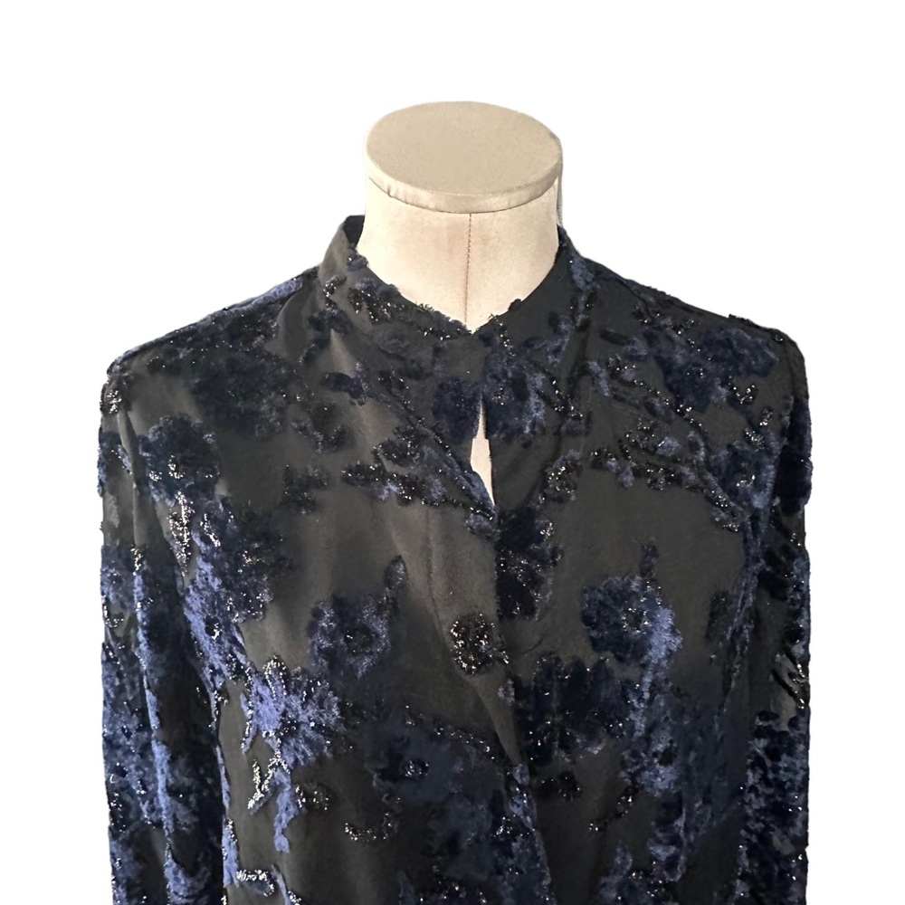 Alice + Olivia black top with blue velvet detailing. Size Medium. Gorgeous - Picture 13 of 16